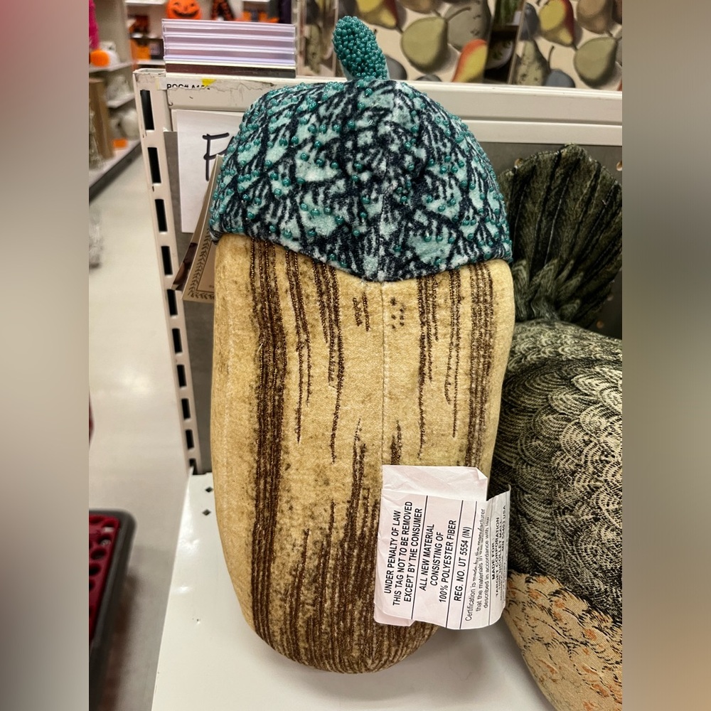 NEW John Derian X Target 2024 15X8" Beaded Plush Acorn Pillow Thanksgiving Fall